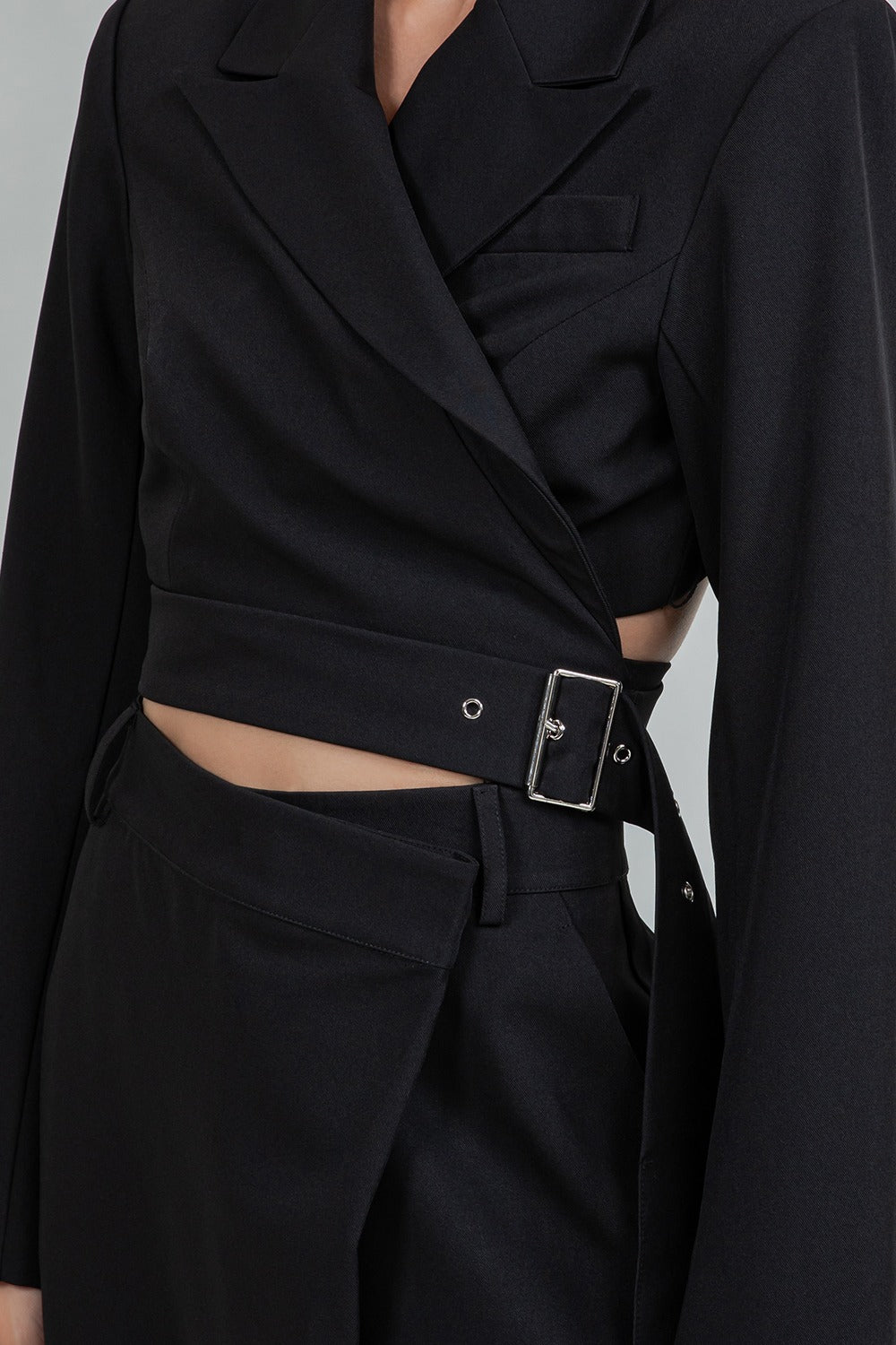 Blazer negro cruzado