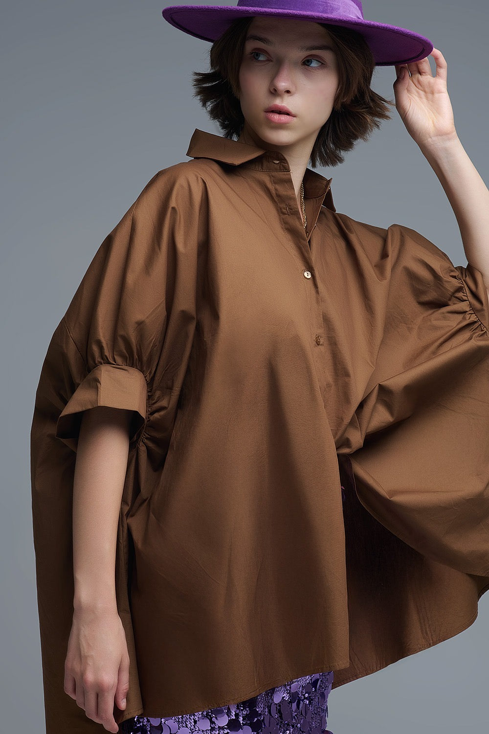 Camisa café oversized