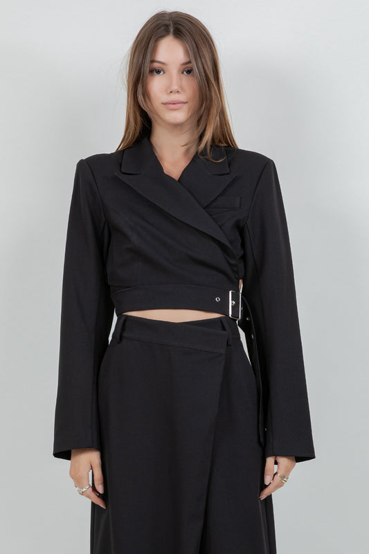 Blazer negro cruzado