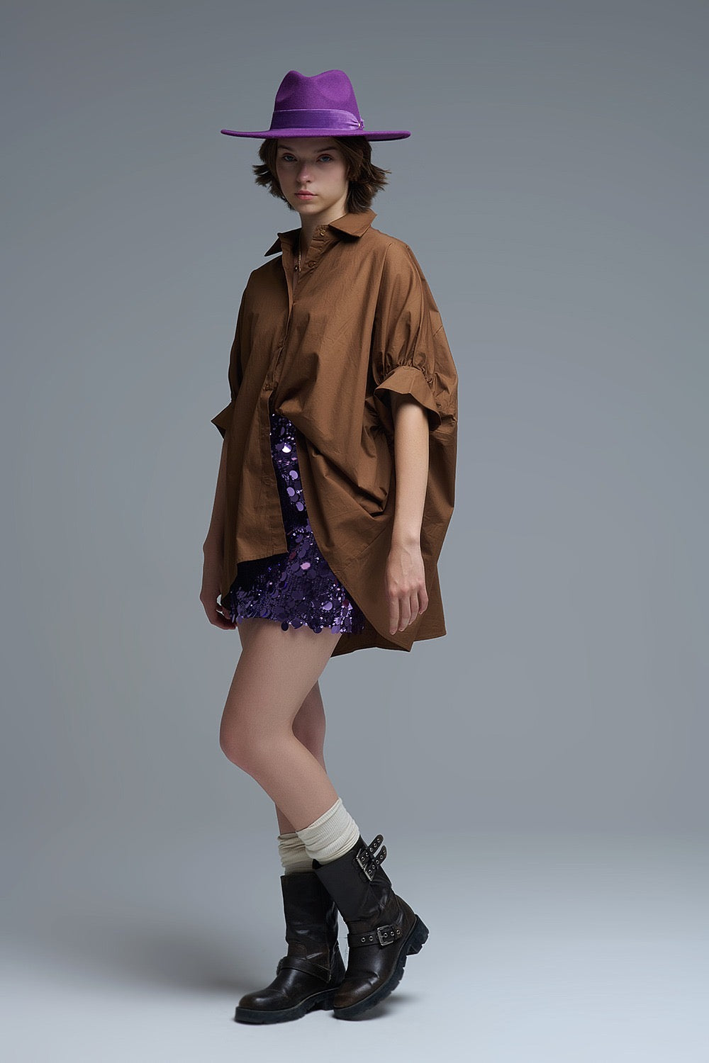 Camisa café oversized