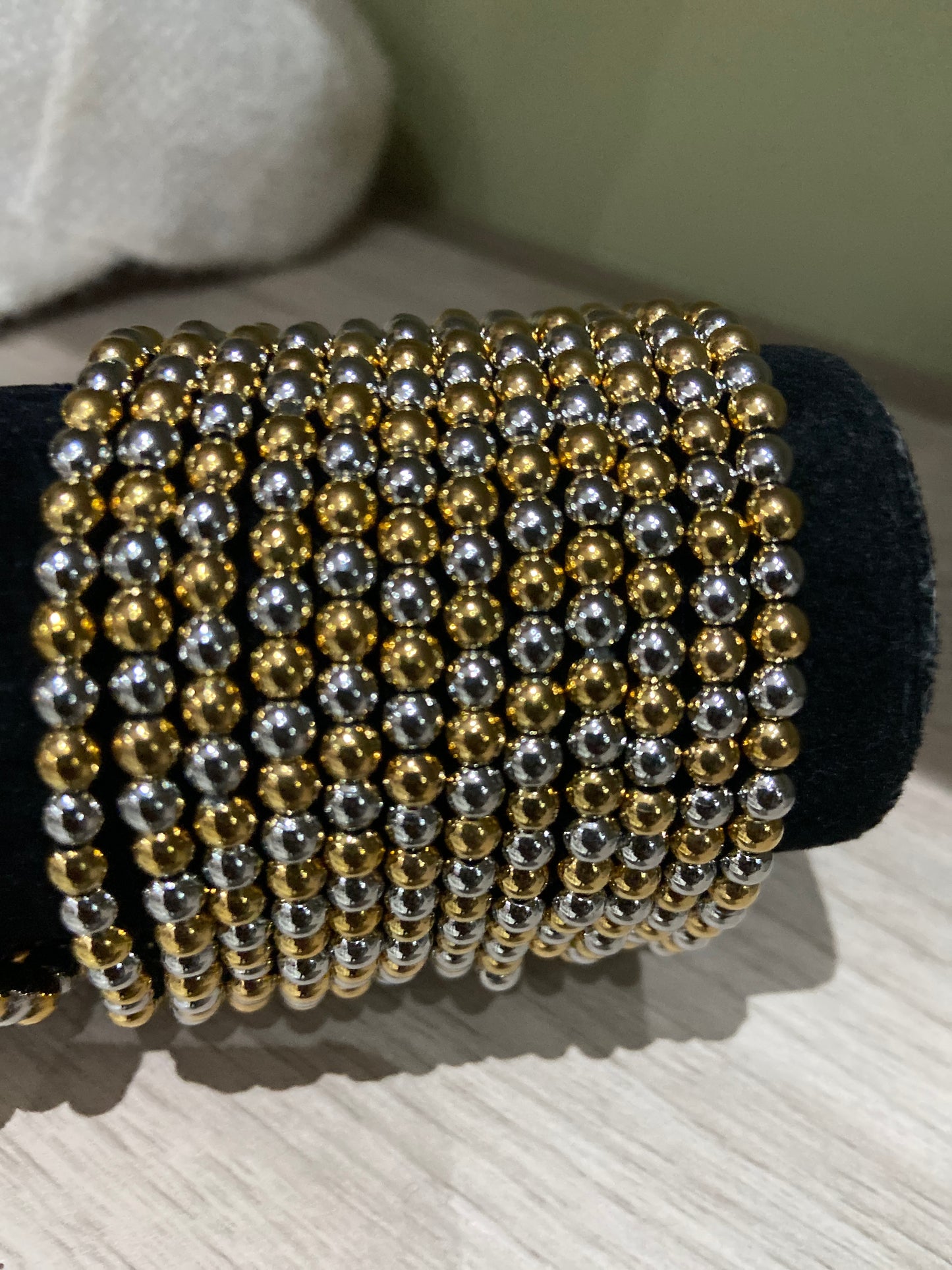 Pulsera bolitas bicolor