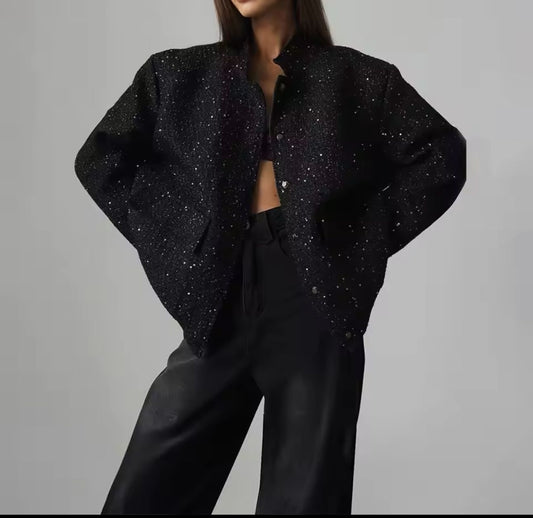 Bomber negro con brillos