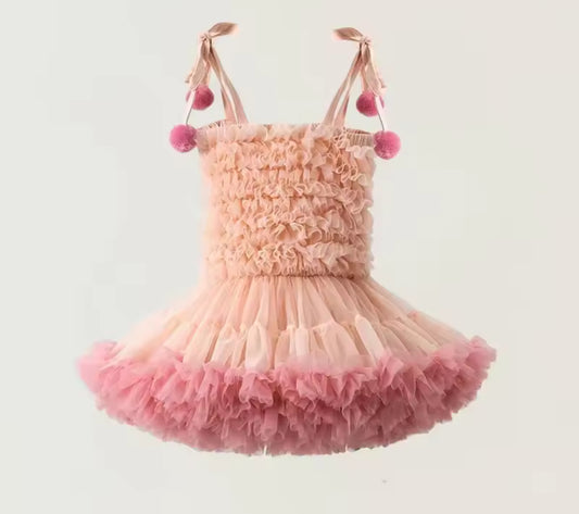 Vestido tul rosa niñas