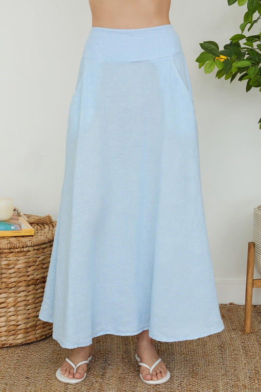 Falda lino italiano azul