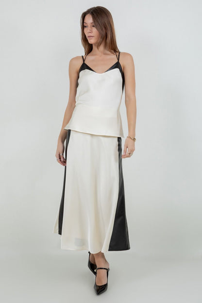 SKIRT SATIN Y VINIPIEL