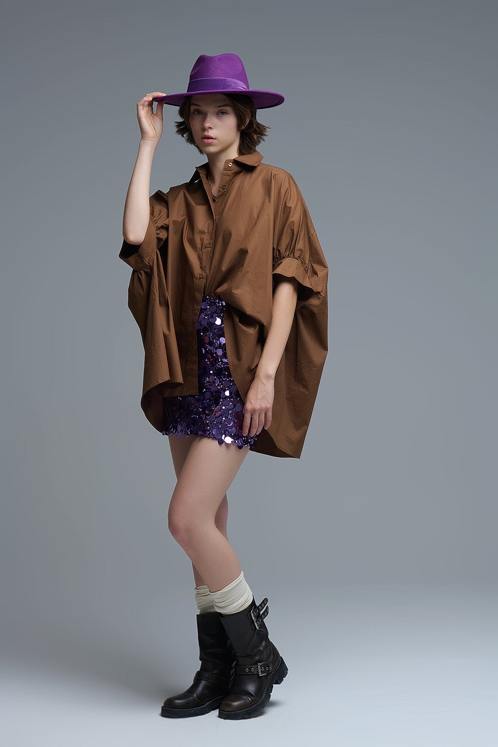 Camisa café oversized