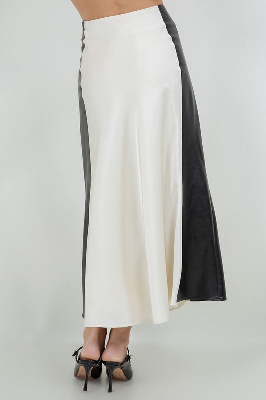 SKIRT SATIN Y VINIPIEL
