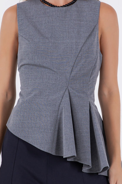 BLUSA GRIS ASIMÉTRICA