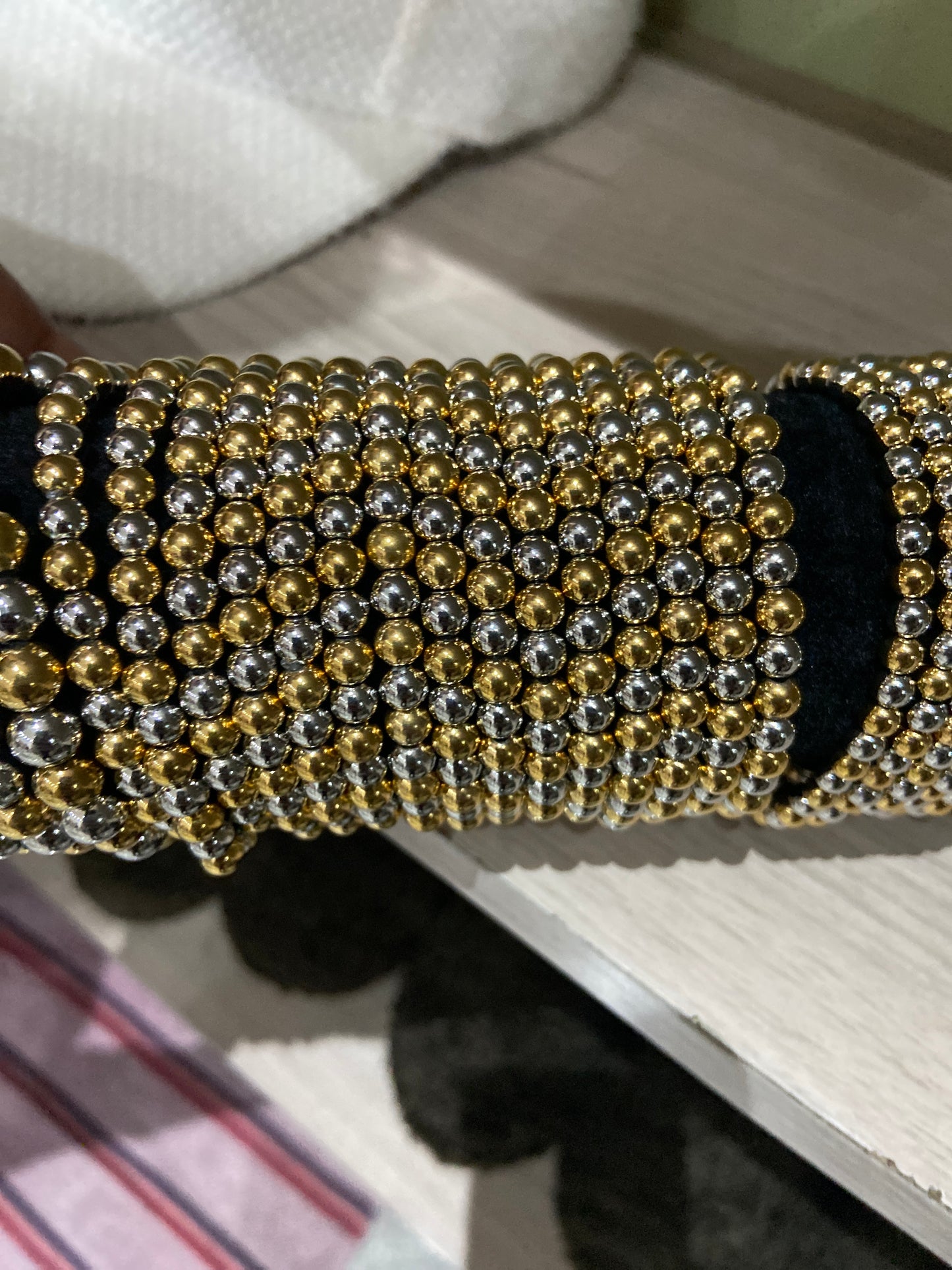 Pulsera bolitas bicolor