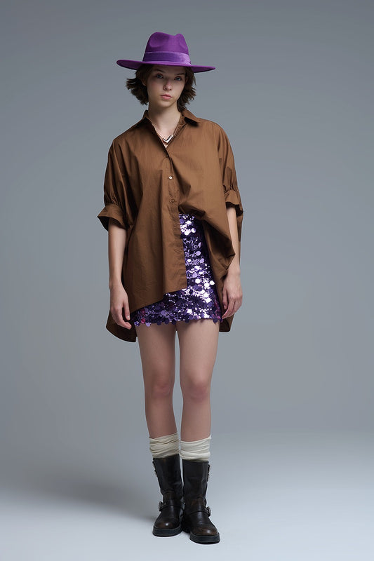 Camisa café oversized