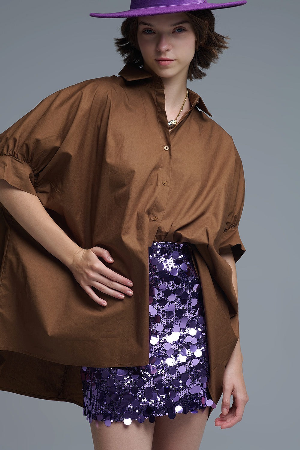 Camisa café oversized