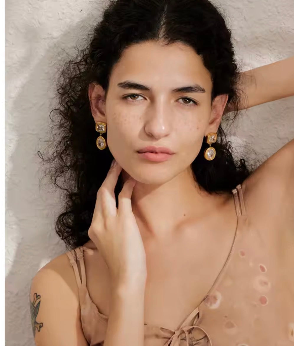 Aretes doble piedra