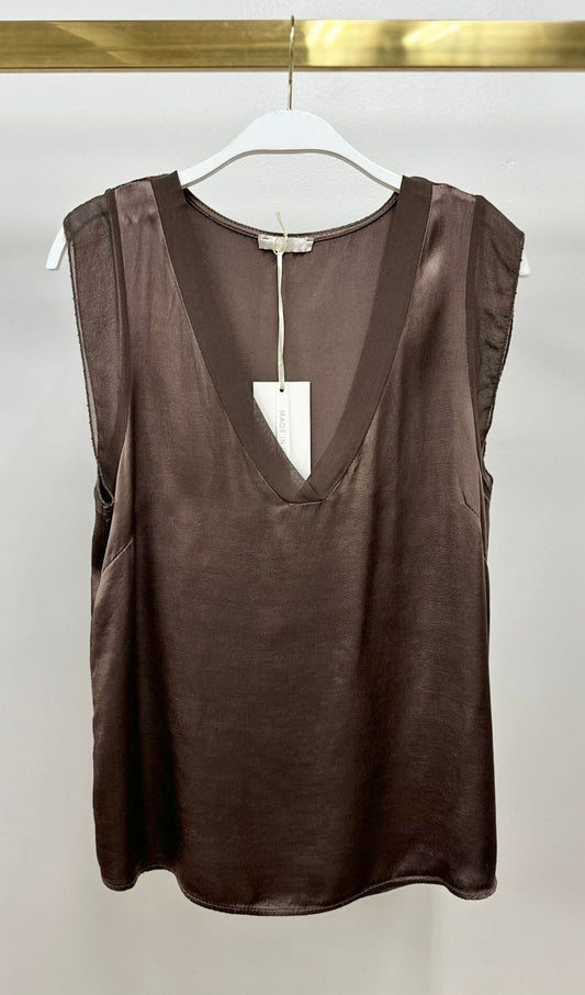 Blusa seda italiana café