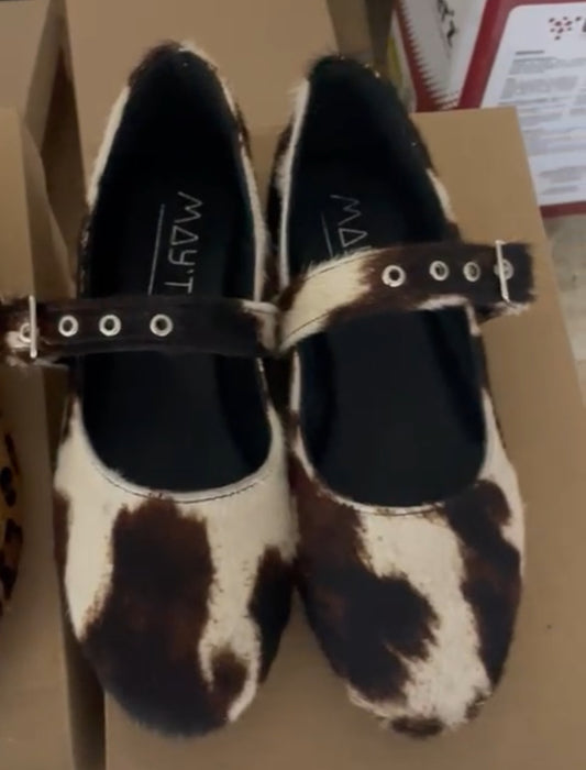 Flats cow print cafe