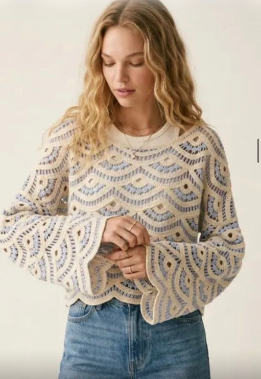 Blusa de ganchillo azul
