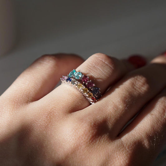 Collection Anillo zafiro colores delgado