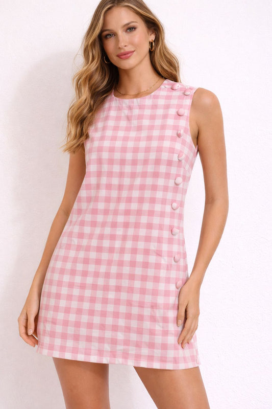 Vestido Rosa a Cuadros