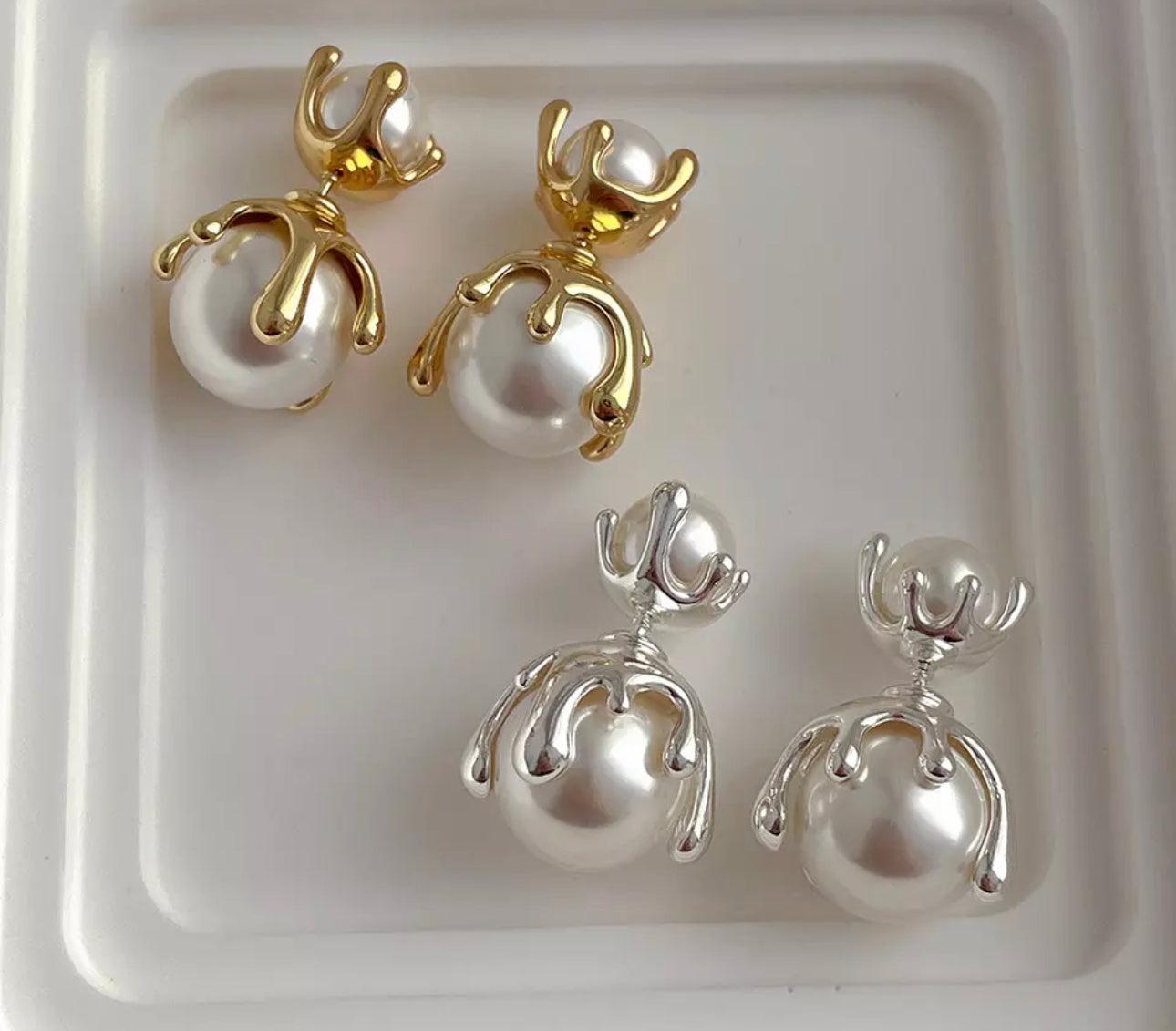 Aretes dobles perla