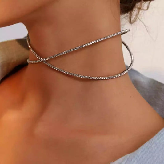 Choker x brillos plateado